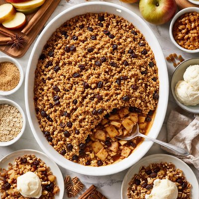 Image of Warm Apple Raisin Crisp with Crumb Topping