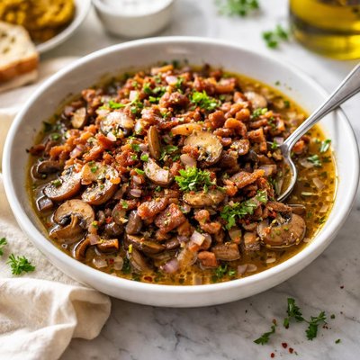 Image of Warm Bacon Mushroom Vinaigrette