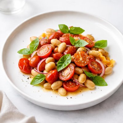 Image of Warm Bean and Tomato Salad with Basil