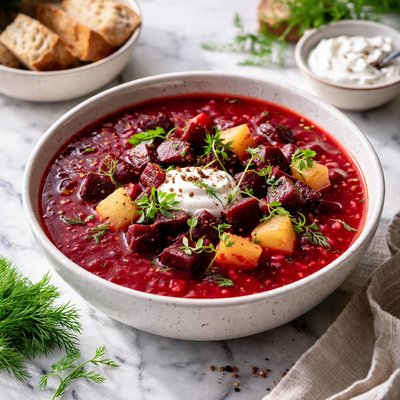 Image of Warm Beet Potato Soup