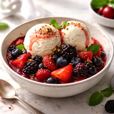 Image of Warm Berries with Ice Cream