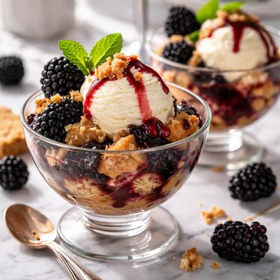 Image of Warm Blackberry Pie Sundaes