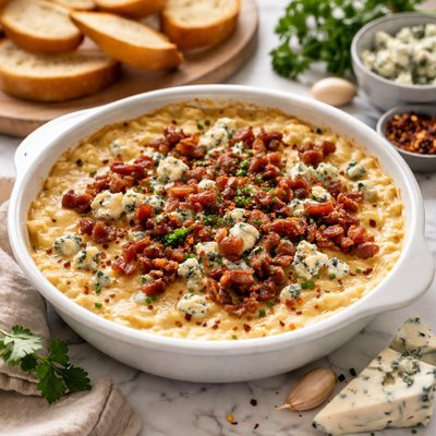 Image of Warm Blue Cheese Dip W Garlic and Bacon