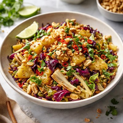 Image of Warm Cabbage with Pineapple and Peanuts