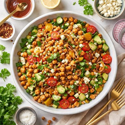 Image of Warm Chickpea Salad with Shallots and Red Wine Vinaigrette