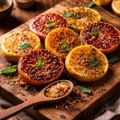 Image of Warm Citrus Fruit with Brown Sugar