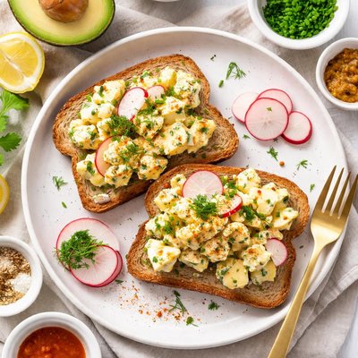 Image of Warm Egg Salad on Whole Wheat Toast