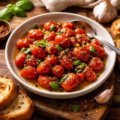 Image of Warm Garlicky Grape Tomatoes