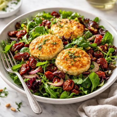 Image of Warm Goat Cheese and Sun Dried Tomato Salad