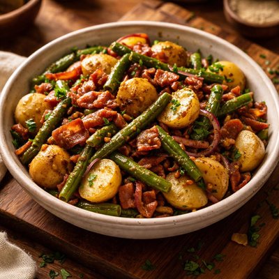 Image of Warm Green Bean Bacon Potato Salad