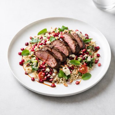 Image of Warm Lamb and Couscous Salad with Pomegranate Molasses