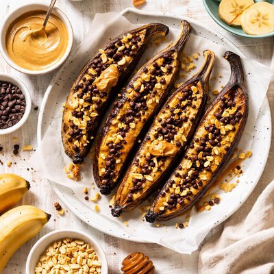 Image of Warm Peanut Butter Chocolate Stuffed Banana