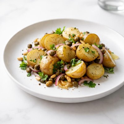 Image of Warm Potato Salad with Capers and Toasted Pine Nuts