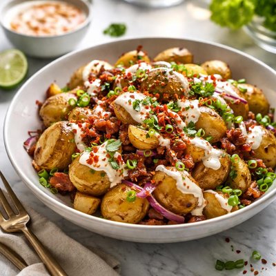 Image of Warm Potato Salad with Sweet Chili Sour Cream