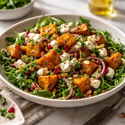 Image of Warm Pumpkin Pine Nut Feta Salad