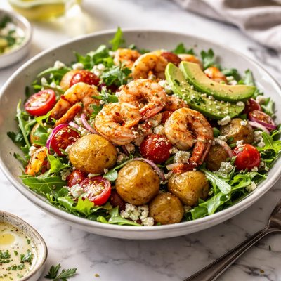 Image of Warm Roast Potato and Shrimp Salad