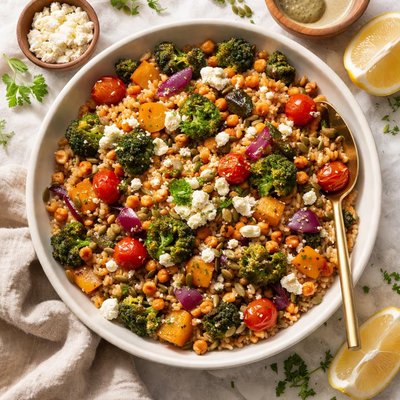Image of Warm Roasted Vegetable Farro Salad