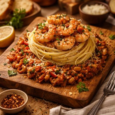 Image of Warm Shrimp Nest Salad Ragu