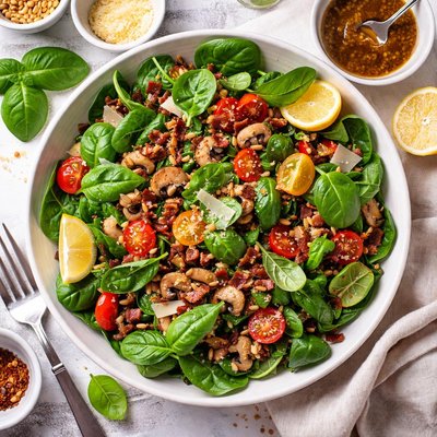 Image of Warm Spinach and Basil Salad