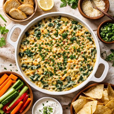 Image of Warm Spinach Artichoke Dip Vegan