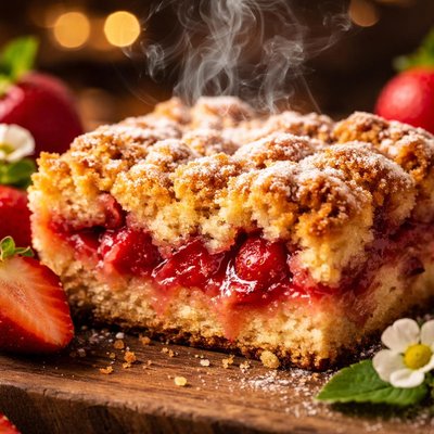 Image of Warm Strawberry Crumb Cake