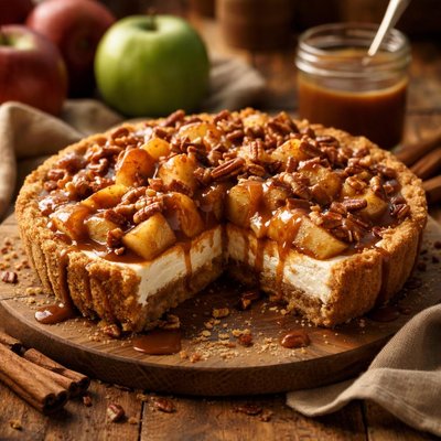 Image of Washington State Caramel Apple Cheesecake Pie