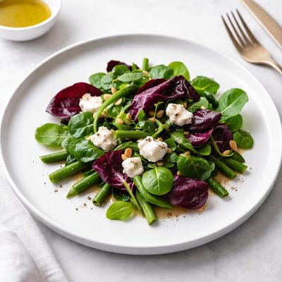 Image of Watercress Radicchio Green Bean Salad with Goat Cheese for 2