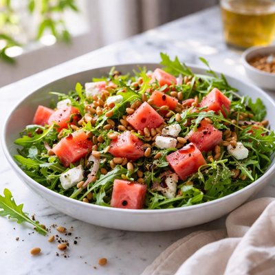 Image of Watermelon Arugula and Pine Nut Salad