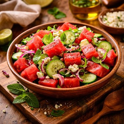 Image of Watermelon Cucumber Salad with Feta