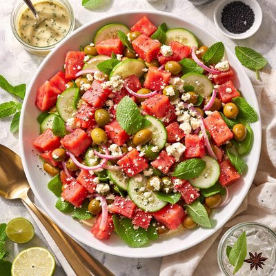 Image of Watermelon Feta Salad with Ouzo Dressing
