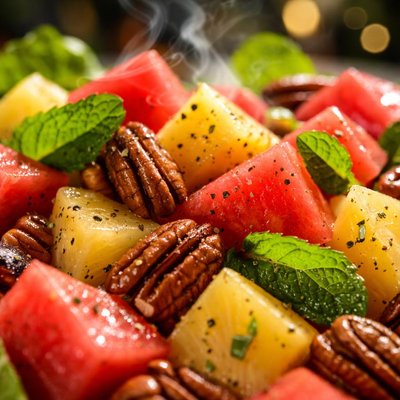 Image of Watermelon Pineapple and Pecan Salad