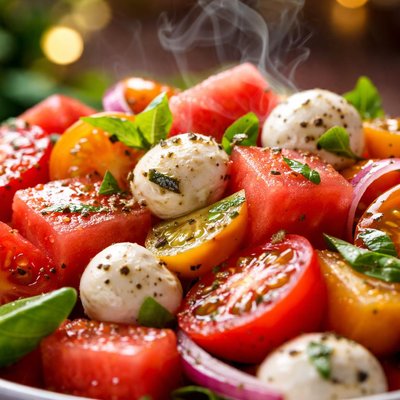 Image of Watermelon Tomato and Cheese Salad