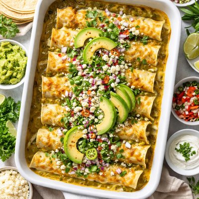 Image of Weekend Chicken and Cheese Enchiladas in Green Sauce