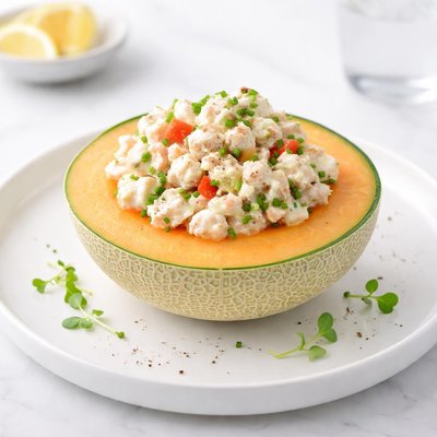 Image of Weight Watchers Crabmeat Salad in Cantaloupe