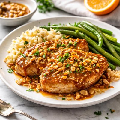 Image of Weight Watchers Nutty Butter Orange Pork Chops 6 Points