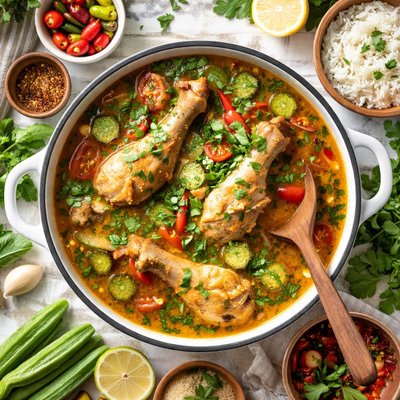 Image of West African Lemony Chicken Okra Soup