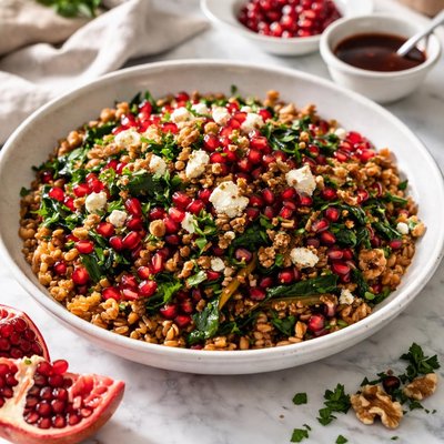 Image of Wheat Berries with Swiss Chard and Pomegranate Molasses