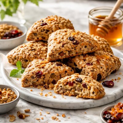 Image of Wheat Germ Scones with Dried Fruits and Nuts
