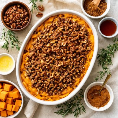 Image of Whipped Sweet Potatoes and Brown Sugar Pecan Bake