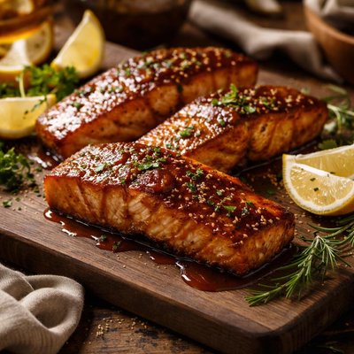 Image of Whiskey Caramelized Salmon