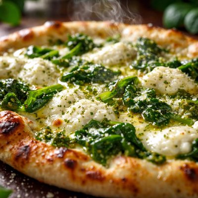 Image of White and Green Pizza