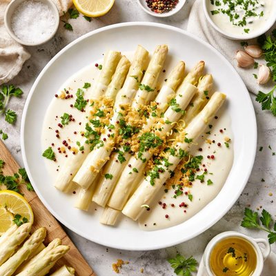 Image of White Asparagus in White Sauce