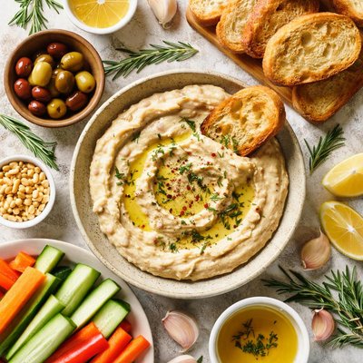 Image of White Bean and Rosemary Garlic Spread Dip