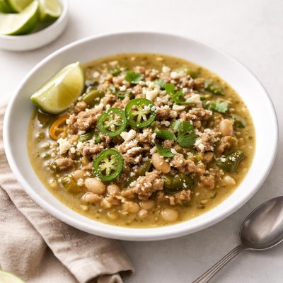 Image of White Bean Green Chili with Ground Pork