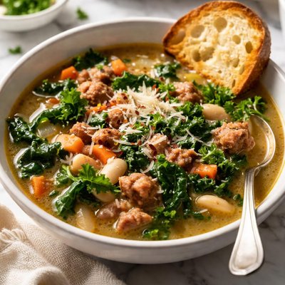 Image of White Bean Sausage and Kale Soup