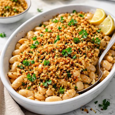 Image of White Beans with Garlic Crumb Crust