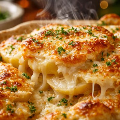 Image of White Cheddar and Parmesan Potato Gratin