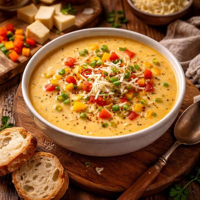 Image of White Cheddar Cheese and Bell Pepper Soup