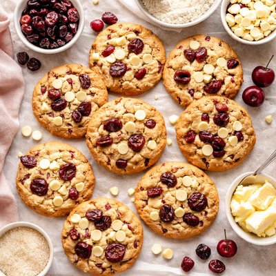 Image of White Chocolate and Cherry Cookies