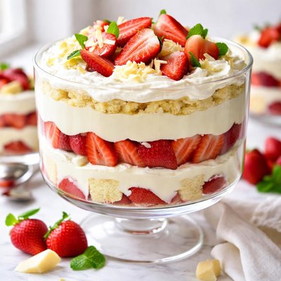 Image of White Chocolate and Strawberry Trifle